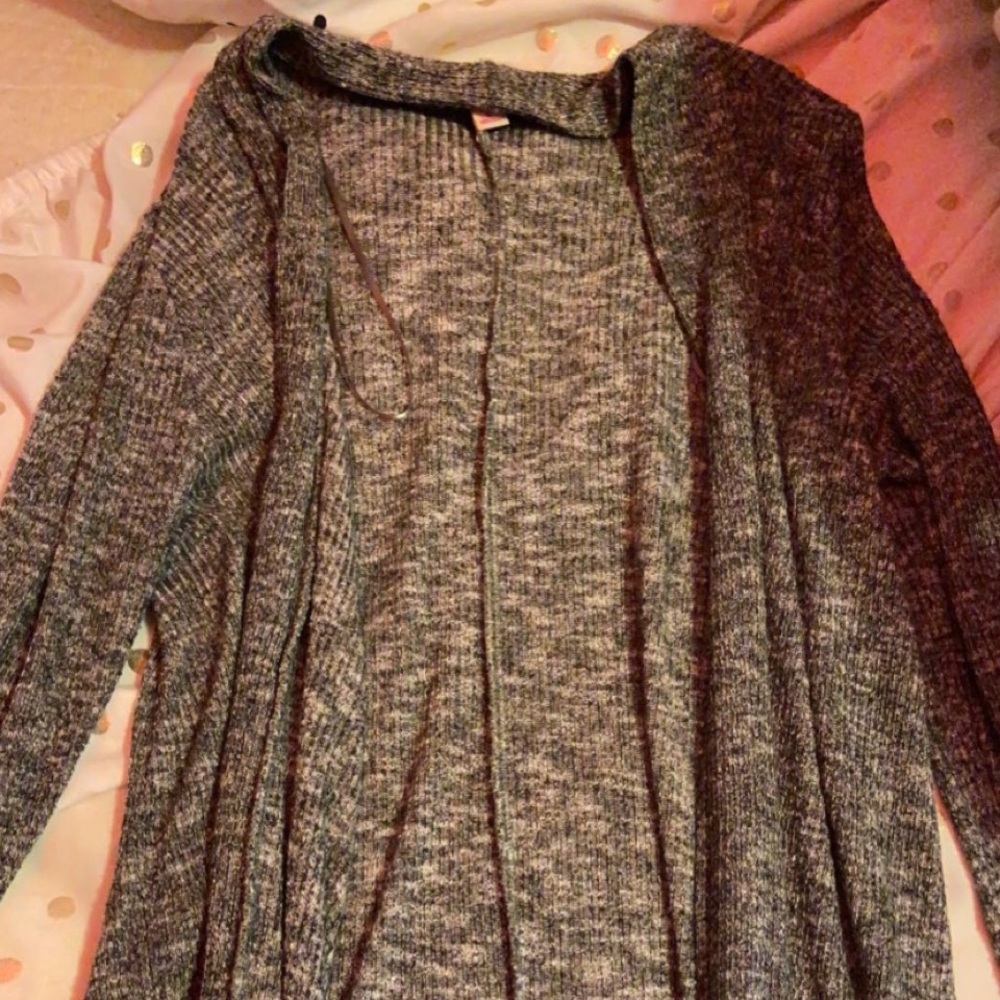 grey cardigan